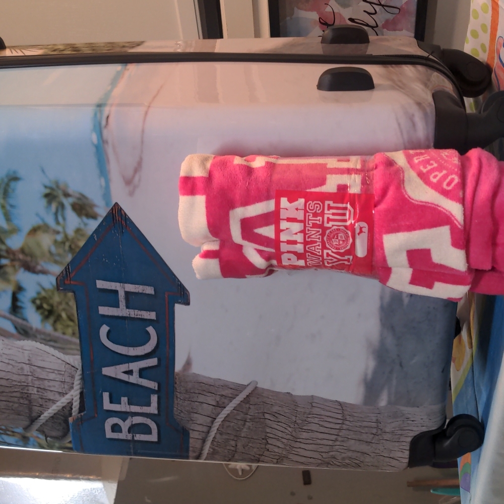 Vintage PINK beach towel